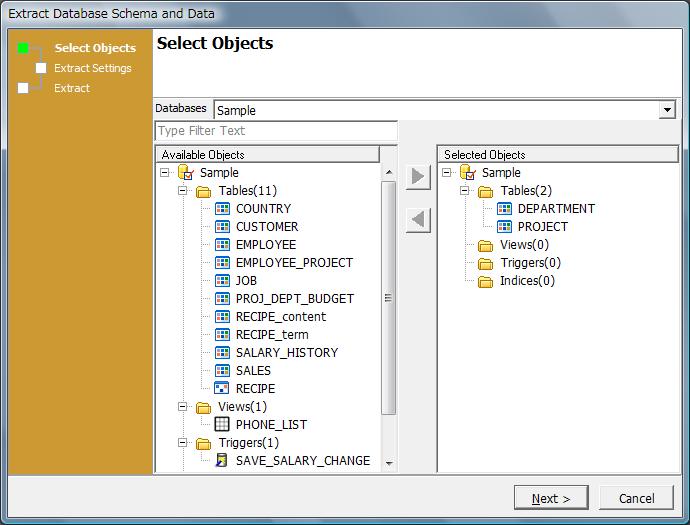 Extract Database Schema and Data Wizard