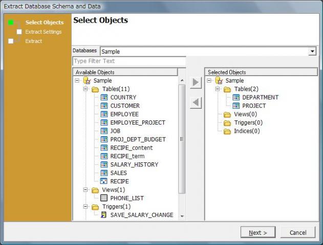 Extract Database Schema and Data Wizard